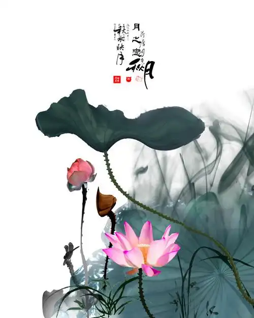 唯有荷花突出淡淡的红,水墨感十足,画面像仙气缭绕般,商品详情微信