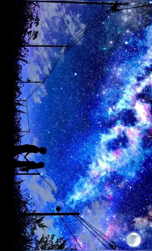 二次元星辰大海壁纸太美丽,星光闪闪,诗情画意的好地方