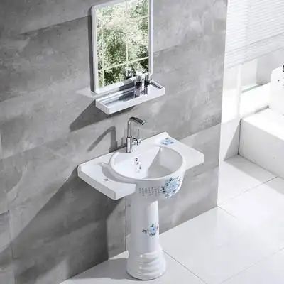 立柱盆小户型小卫生间洗手盆落地式厕所洗脸盆迷你一体洗手池简易