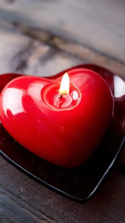 红色爱心蜡烛,火 4k