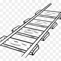 简笔画黑色线稿铁路轨道