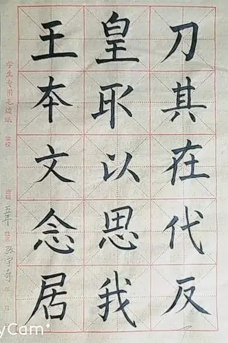 桓仁县四平小学·五年级·张宇奇·毛笔字