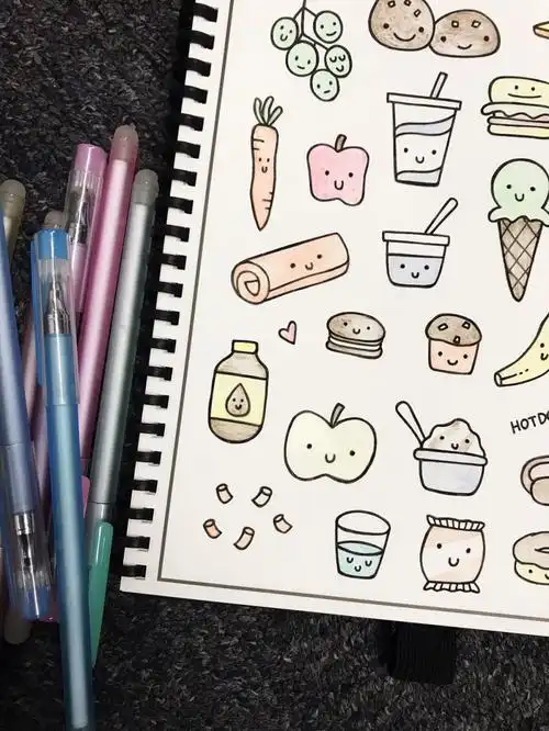 96这次更新了一波超可爱的食物简笔画果真吃货就是连做手帐都要画