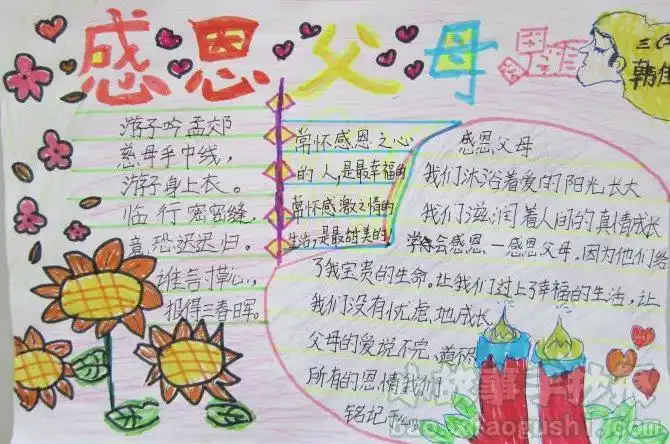 牢记父母的爱感恩父母手抄报