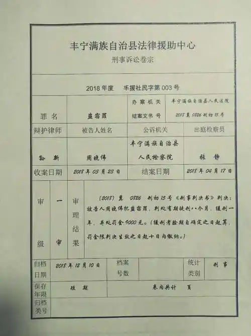 孙律师法律援助中心--刑事诉讼卷宗