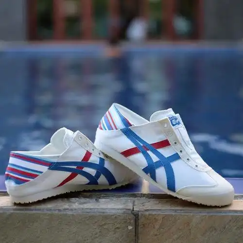 onitsukatiger鬼冢虎一脚蹬懒人男女帆布小白鞋 th1b2n-0143/0250