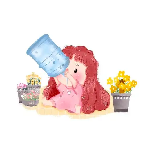 花栀子插画:坐着喝水的女孩子|插画|创作习作|花栀子在画画 - 原创