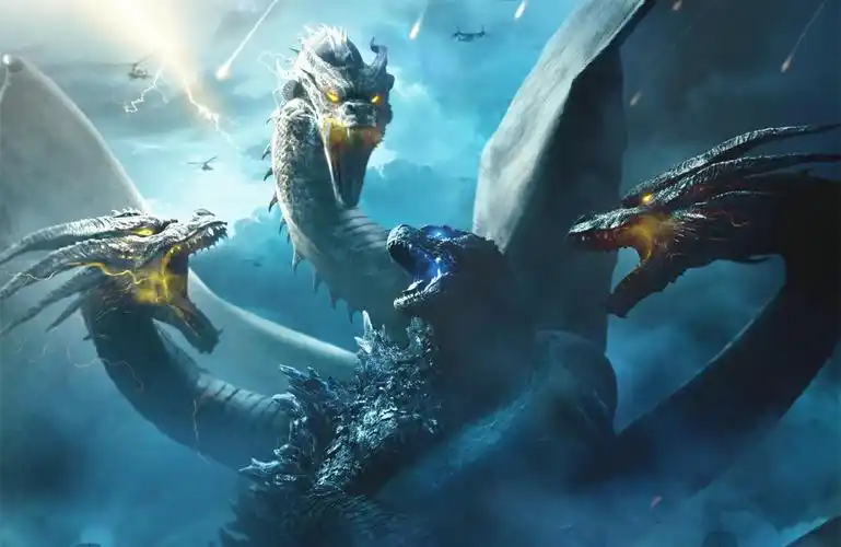 《哥斯拉怪兽之王》三头龙是如何打造的,幕后视频揭示搞笑一幕