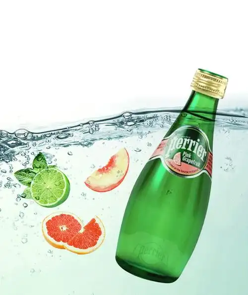 法国perrier苏打水巴黎水青柠味饮料330ml*24瓶气泡水水 大瓶装-原味