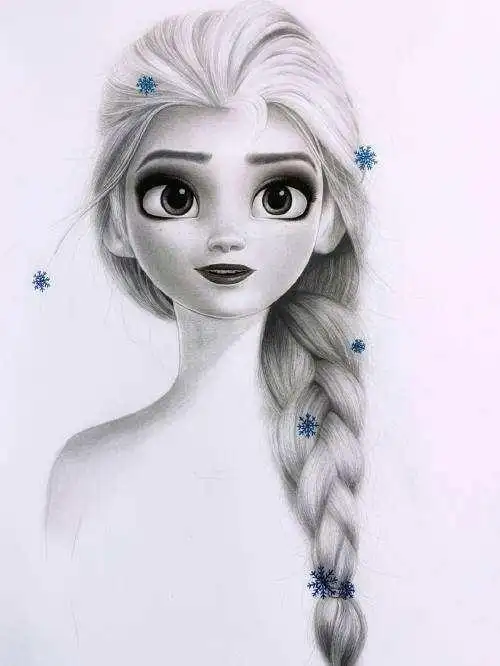 艾莎公主素描 冰雪女王简笔画-图片大观-奇异网
