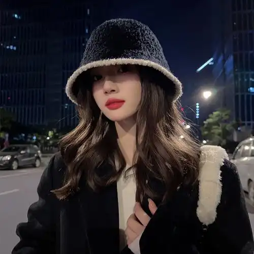 黑色渔夫帽秋冬女