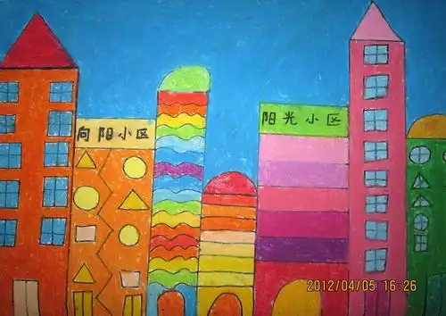 少儿书画作品-《小区楼》/儿童书画作品《小区楼》欣赏_中国少儿美术