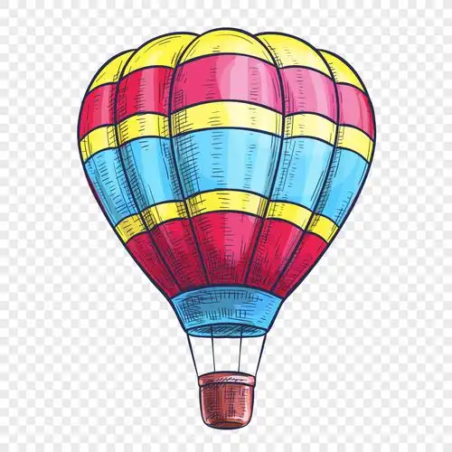 手绘卡通热气球矢量素材