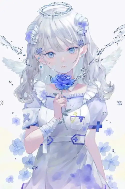 水蓝梦幻紫少女插画