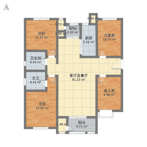 其它风格四室一厅装修设计图