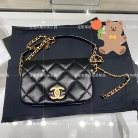 韩国代购 香奈儿 chanel 季节限定 大mini 牛皮 黑金 单肩斜跨包