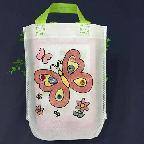 幼儿园幼教diy环保袋涂鸦包儿童手工制作涂色绘画材料填色玩具游轮