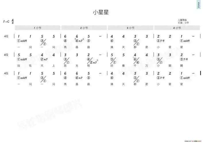 小星星(简和谱)简谱-小星星(简和谱)简谱图片下载-流行简谱
