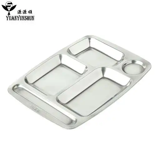 源源顺304不锈钢餐盘快餐盘304不锈钢大五格餐盘饭盘不锈钢餐具-图1