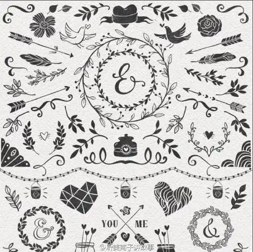 手帐素材分享----复古风-千千简笔画