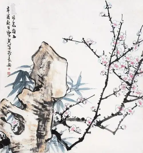 0053 梅竹双清 镜片 设色纸本