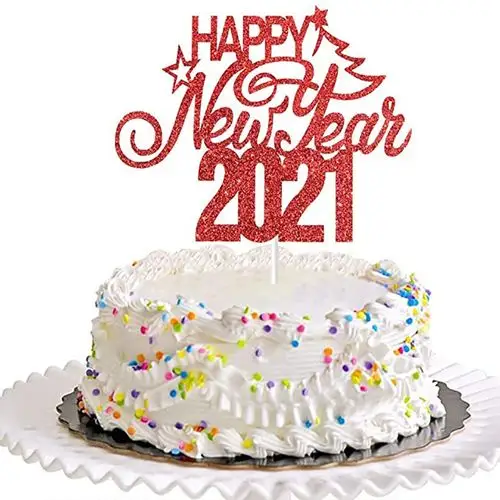 happy new year gold glitter paper cake topper decoration welcome