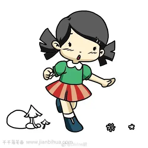 跑步的小女孩简笔画步骤图