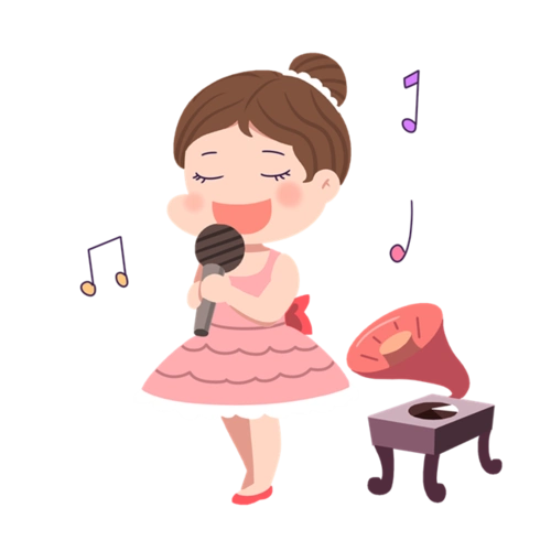 唱歌的女孩音乐插画