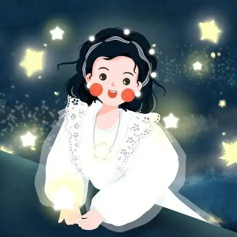 插画头像捧星星的可爱女生
