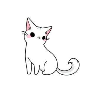 卡通手绘白色猫咪