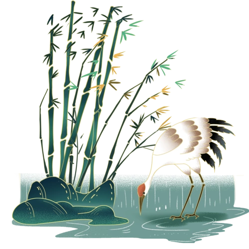 42款国潮仙鹤中国风山水烫金png免抠素材200期免费