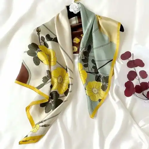 玳琪100%桑蚕丝丝巾女90cm真丝大方巾女高档围脖披肩两用春秋款时尚