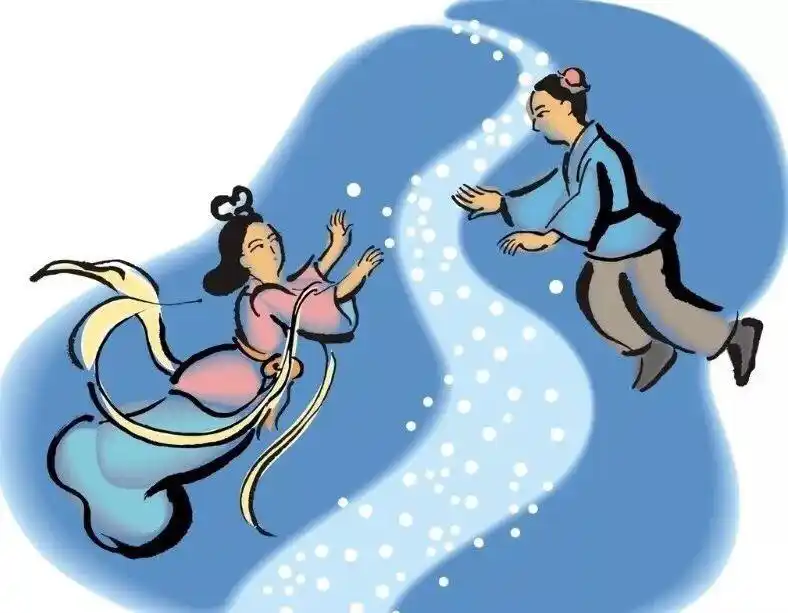银河水无情地把牛郎和织女隔在两岸,他们只能隔河痛哭相望