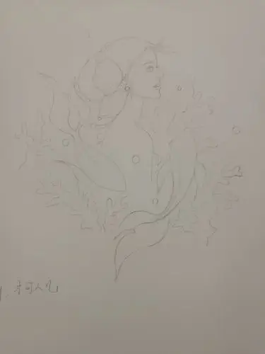 彩铅画海的女儿