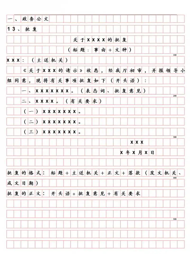 国省考必备!公文格式模板(批复)