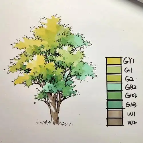 景观植物手绘单体乔木的具体画法06