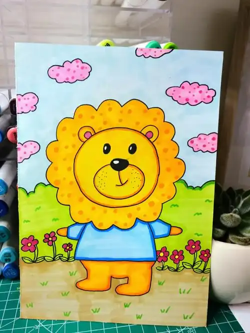 儿童马克笔手绘简笔画动物