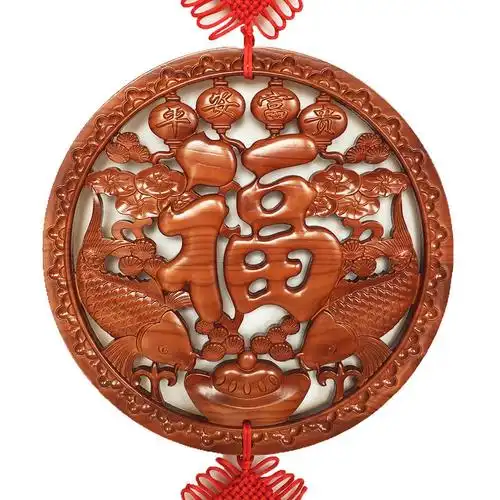 桃木福字中国结挂件客厅大号挂件木家居玄关壁挂吉祥装饰礼品