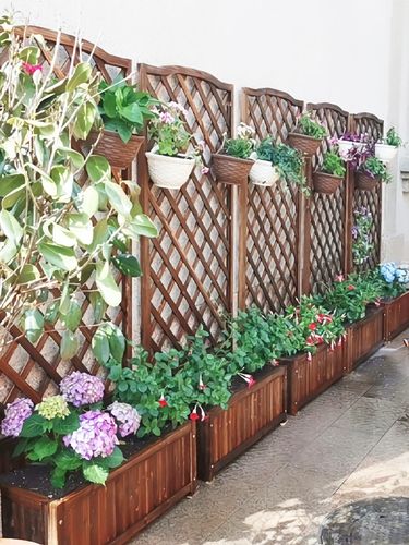 防腐木花架网格花园花箱围墙装饰爬藤架围栏户外庭院阳台栅栏隔断