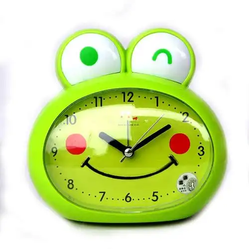 莘蝶 创意儿童闹钟 静音带夜光闹铃 触摸感应懒人贪睡卡通闹钟 军绿色