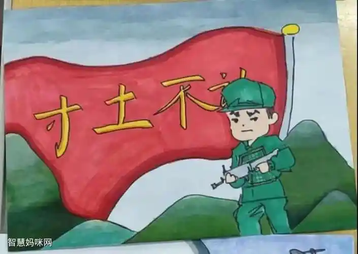 纪念抗美援朝71周年主题儿童画