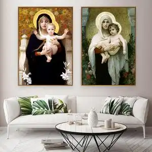 客厅天主教世界名画圣家像圣母玛利亚装饰画耶稣卧室床头祷告壁画