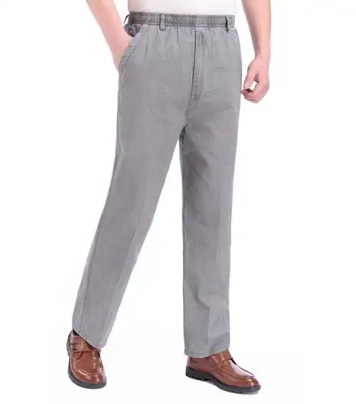 富贵鸟品牌直售中老年男士亚麻休闲裤夏季薄款老年人男裤运动松紧腰