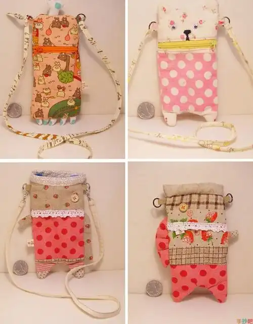 手工制作可爱布艺喵星族零钱包,手机包的教程图解