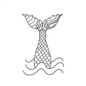 手绘观赏美人鱼的尾巴.在白色背景上隔离的矢量插图照片