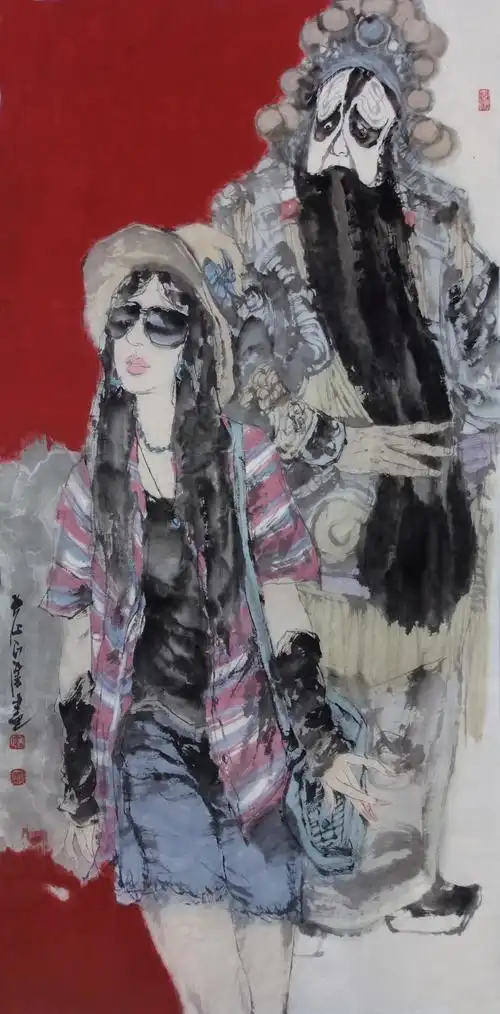 真迹展览著名画家郑华杰人物画作品欣赏