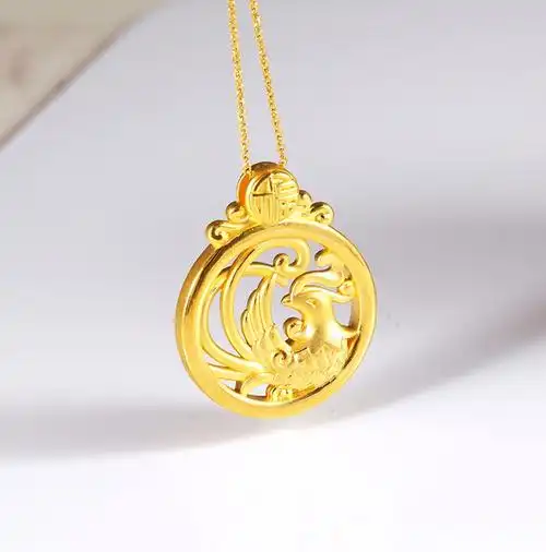 老凤祥同款老凤凰老凤凰黄金吊坠项链男女足金999古法传承3d硬金情侣