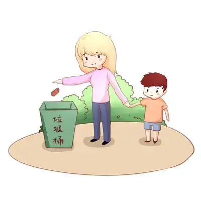 手绘卡通乱扔垃圾人物素材