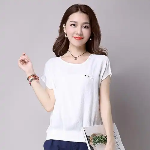 【2018夏装新款】女士时尚纯色圆领短袖修身简约套头春夏秋女式t恤