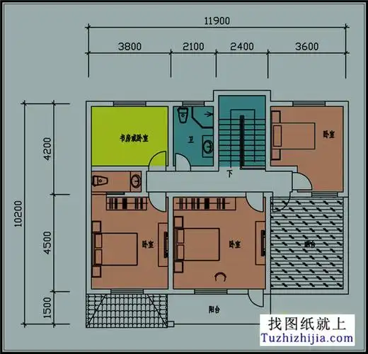 简单大气二层自建小别墅设计cad施工图纸带效果图